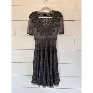 BIYA by Johnny Was vintage black beaded dress mesh S Y2K